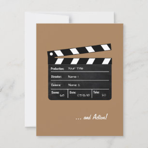 Clapperboard with customizable text invitation