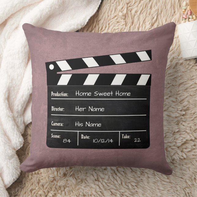 Clapperboard with Your Text! Throw Pillow (Blanket)