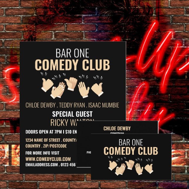 Clapping Hands, Comedian, Comedy Club Advertising Flyer (Creator Uploaded)