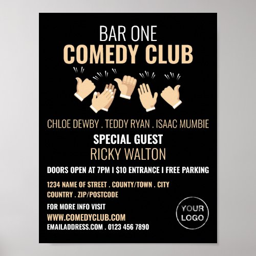 Clapping Hands Comedian Comedy Club Advertising Poster