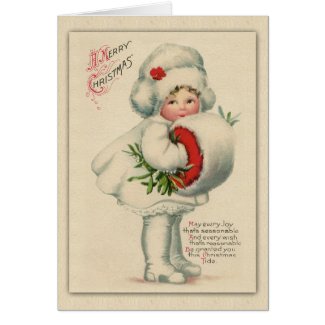 Clapsaddle Antique Christmas Girl in White Fur Card 