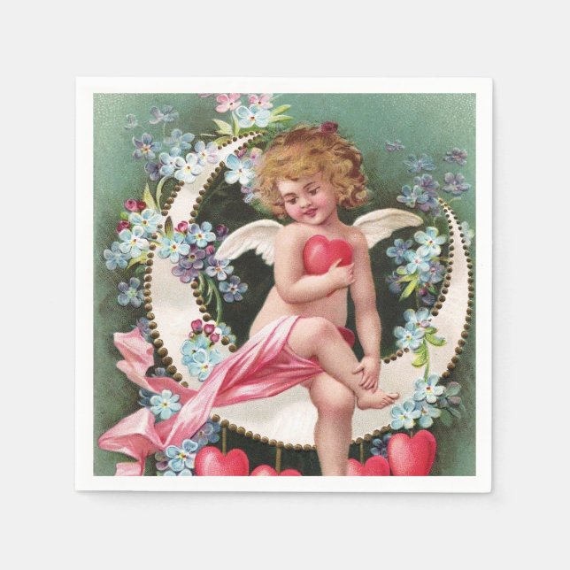 Clapsaddle: Cherub on a Sickle Moon 1 Napkins (Front)