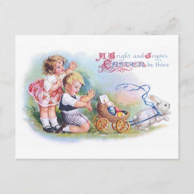 Clapsaddle: Children Playing with Bunny Postcard (Front)