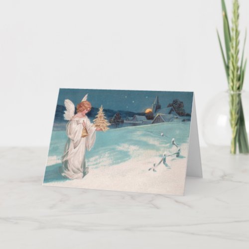 Clapsaddle Christmas Angel with Bell Holiday Card