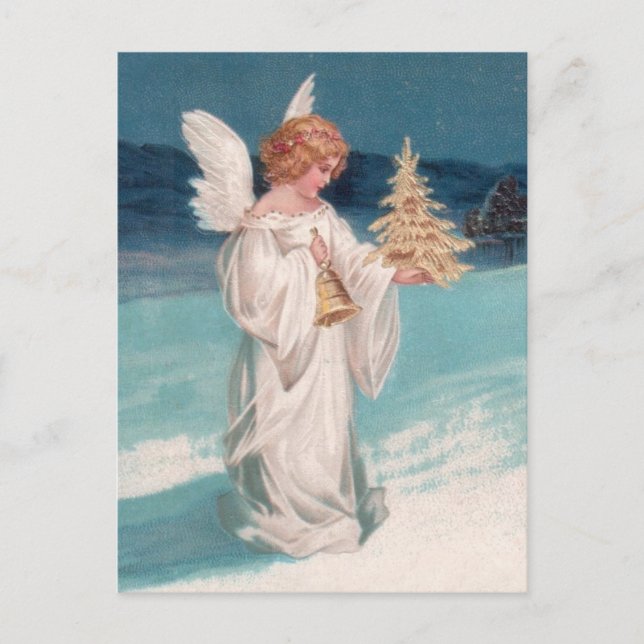 Clapsaddle: Christmas Angel with Bell Holiday Postcard (Front)
