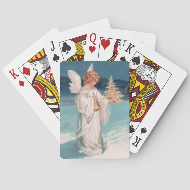 Clapsaddle: Christmas Angel with Bell Poker Cards (Back)