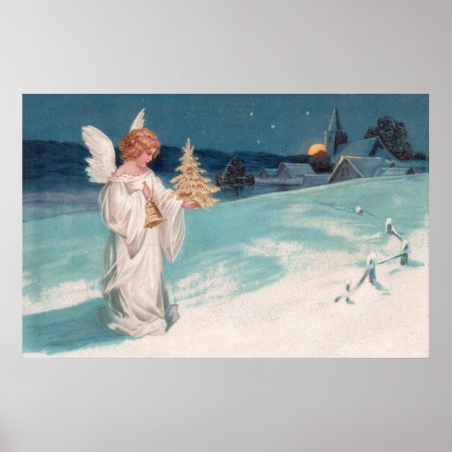 Clapsaddle: Christmas Angel with Bell Poster (Front)