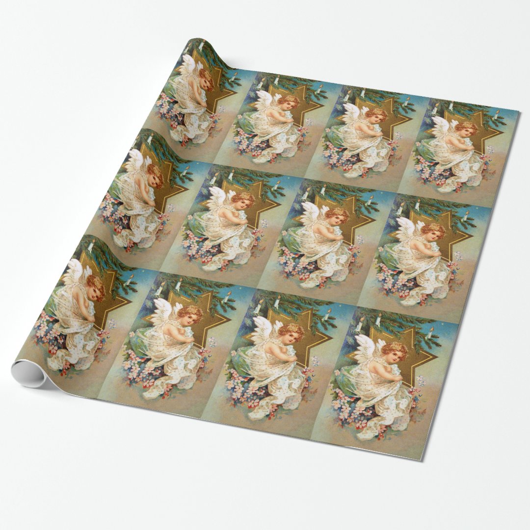 Clapsaddle Christmas Angel Wrapping Paper Zazzle