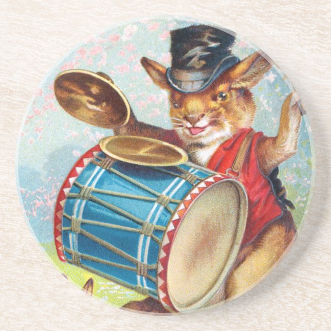 Clapsaddle: Drumming Rabbit Drink Coaster (Front)