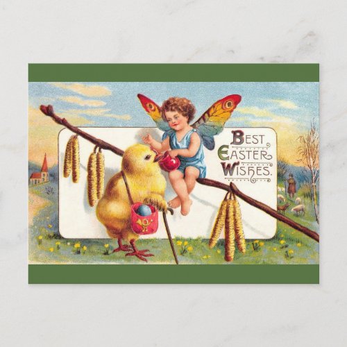 Clapsaddle Easter Fairy with Chicken Holiday Postcard