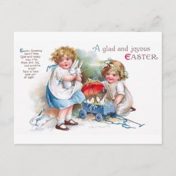 Clapsaddle: Girls Playing With Bunnies Postcard by vintagechest at Zazzle