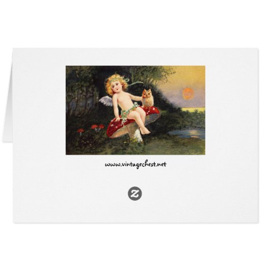 Clapsaddle: Little Cherub on Mushroom (Back Horizontal)
