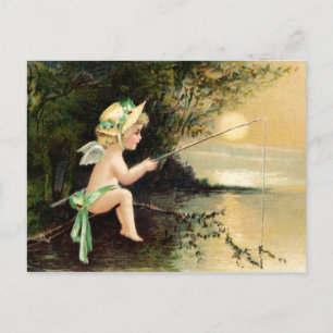 Clapsaddle: Little Cherub with Fishing Rod Postcard