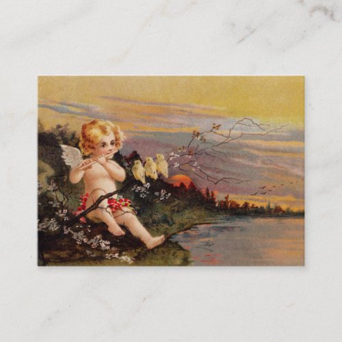 Clapsaddle: Little Cherub with Flute and Birds Business Cards