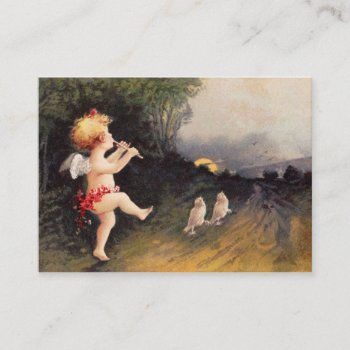 Clapsaddle: Little Cherub With Flute Business Card by vintagechest at Zazzle