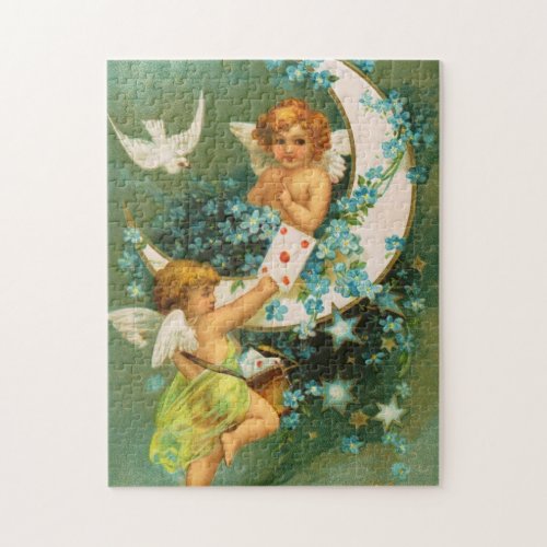Clapsaddle Two Cherubs on a Sickle Moon Jigsaw Puzzle