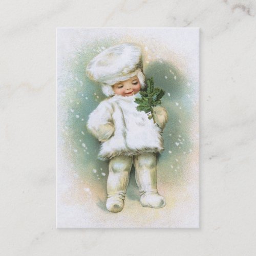 Clapsaddle: Winter Boy with Fir Twig Business Card Templates