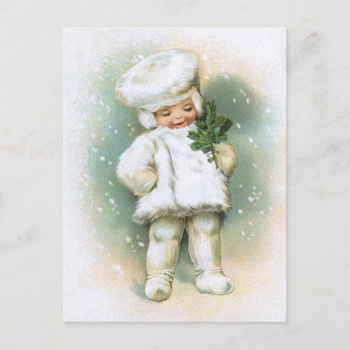 Clapsaddle Winter Boy with Fir Twig Postcard