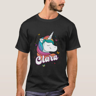 Clara - Adorable Girl Name With Beautiful Unicorn T-Shirt