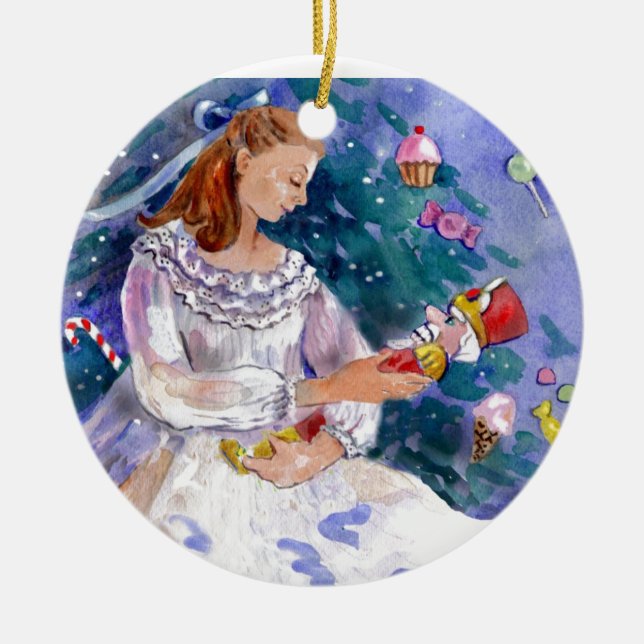 Clara and the Nutcracker Ceramic Ornament (Front)