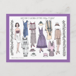 Clara, Art Deco Lady of the 1920s Paper Doll Postcard