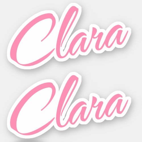 Clara Decorative Name in Pink x2 Sticker
