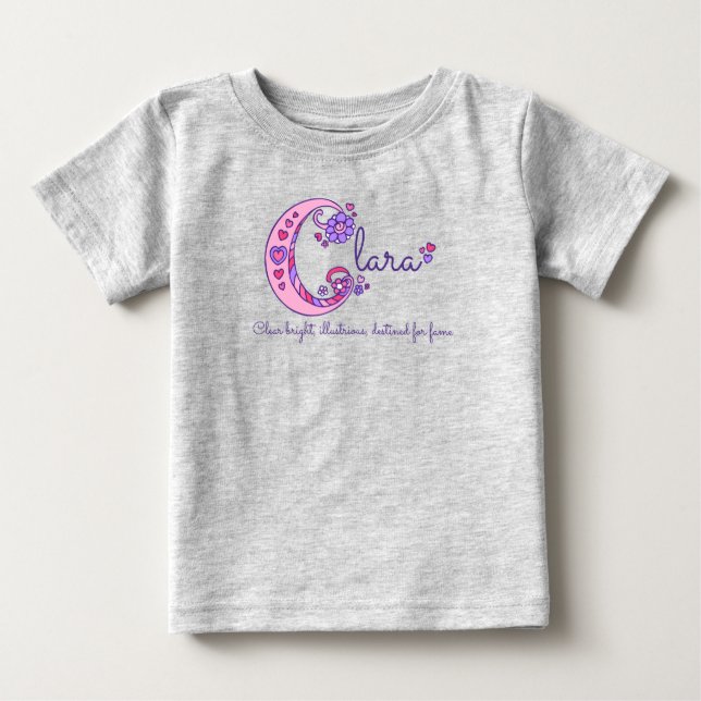 Clara girls C name meaning monogram shirt (Front)