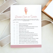 CLARA Retro Blush Over Under Bridal Shower Game