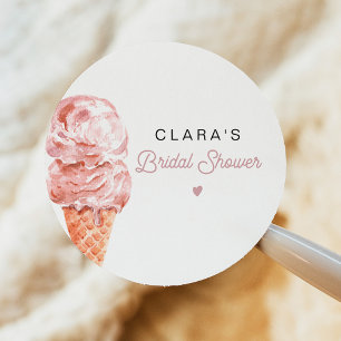 CLARA Retro Ice Cream Blush Bridal Shower Favor Cl Classic Round Sticker