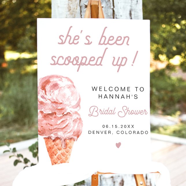 CLARA Retro Ice Cream Blush Bridal Shower Welcome Foam Board (Creator Uploaded)
