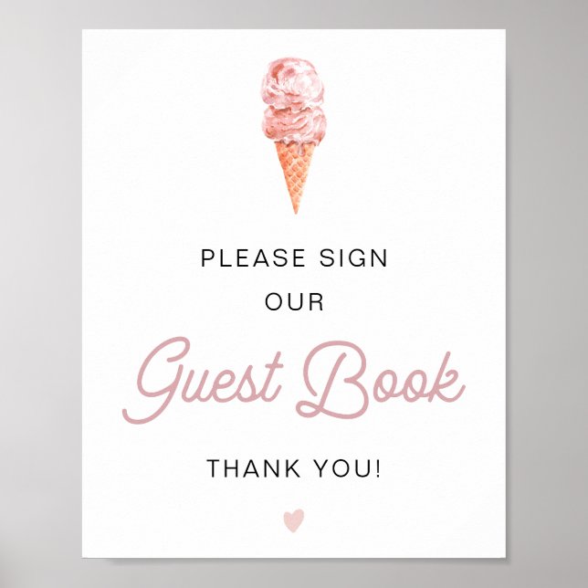 CLARA Retro Ice Cream Blush Sign Our Guestbook  (Front)