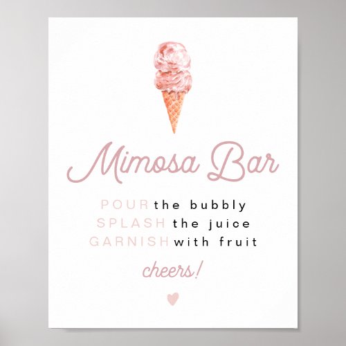 CLARA Retro Ice Cream Bridal Shower Mimosa Bar  Po Poster