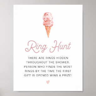 CLARA Retro Ice Cream Bridal Shower Ring Hunt Game Poster