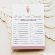 CLARA Retro Ice Cream Bridal Shower Word Scramble