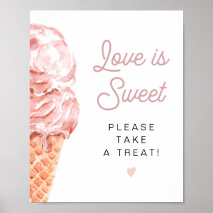 CLARA Retro Ice Cream Love is Sweet Take a Treat Poster