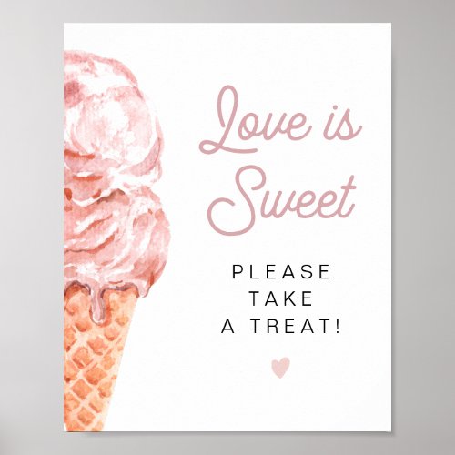CLARA Retro Ice Cream Love is Sweet Take a Treat  Poster