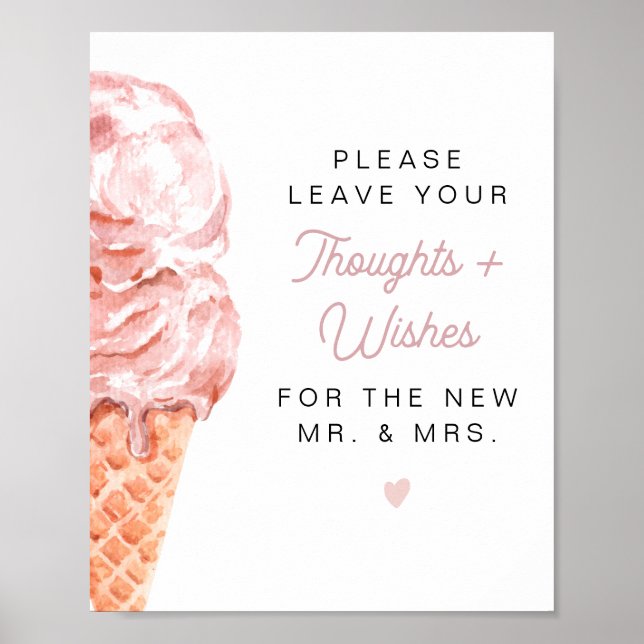 CLARA Retro Ice Cream Newlywed Advice & Wishes Poster (Front)