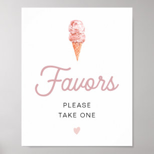 CLARA Retro Pink Ice Cream Wedding Party Favors Po Poster