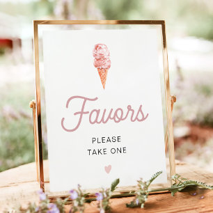 CLARA Retro Pink Ice Cream Wedding Party Favors Po Poster