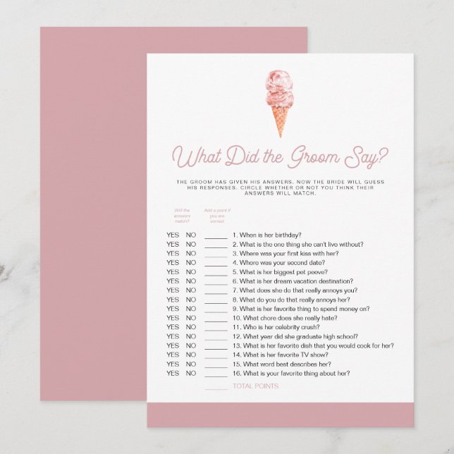 CLARA Retro What Did The Groom Say Bridal Game Inv Invitation (Front/Back)