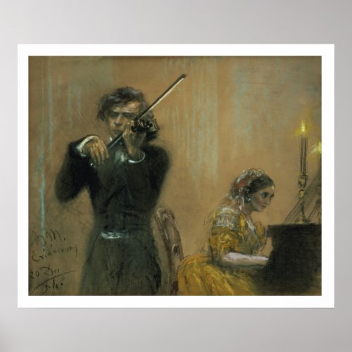Clara Schumann 1819_96 and a Violinist 1854 pa Poster