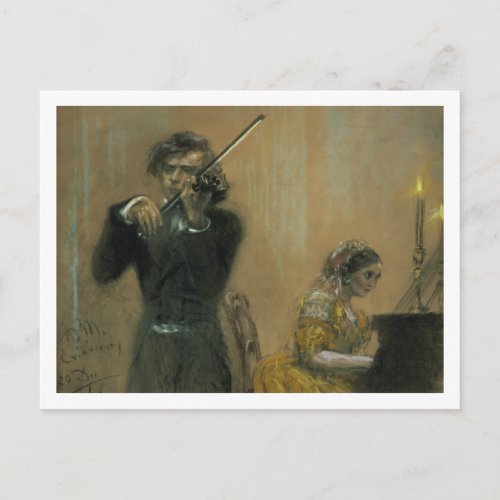 Clara Schumann 1819_96 and Violinist 1854 pa Postcard