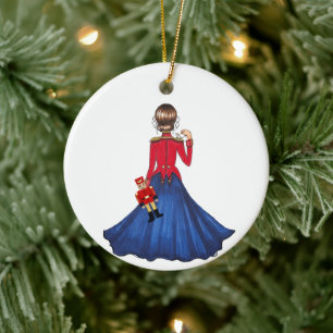 Clara, the Mouse, and the Nutcracker Soldier Toy  Ceramic Ornament
