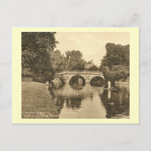 Clare College Bridge Cambridge England Vintage Postcard