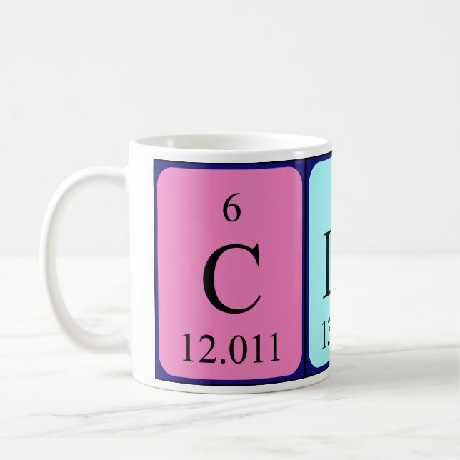 Clare periodic table name mug (Left)