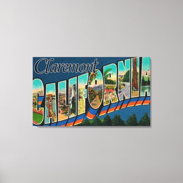 Claremont, California - Large Letter Scenes Canvas Print (Front)