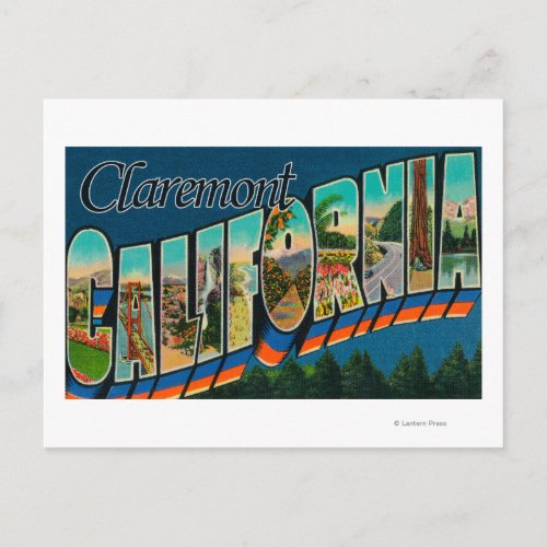 Claremont California _ Large Letter Scenes Postcard