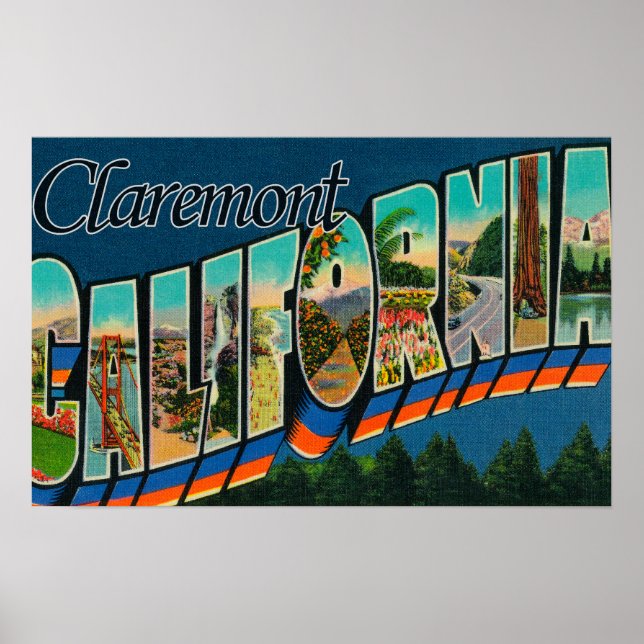 Claremont, California - Large Letter Scenes Poster (Front)
