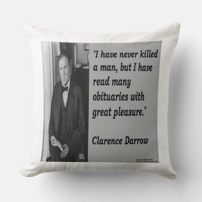 Clarence Darrow & Famous Quote Cotton Throw Pillow (Front)