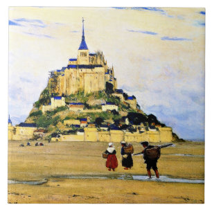 Clarence Gagnon art, Mont-Saint Michel, Morning Ceramic Tile